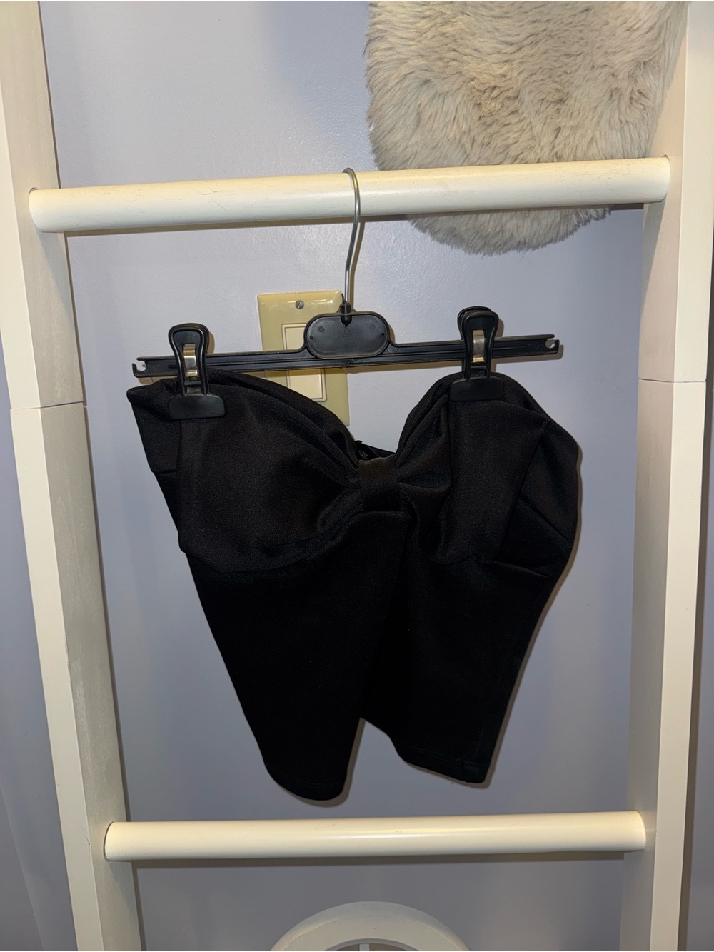 Strapless Black Crop Top with Bow Front